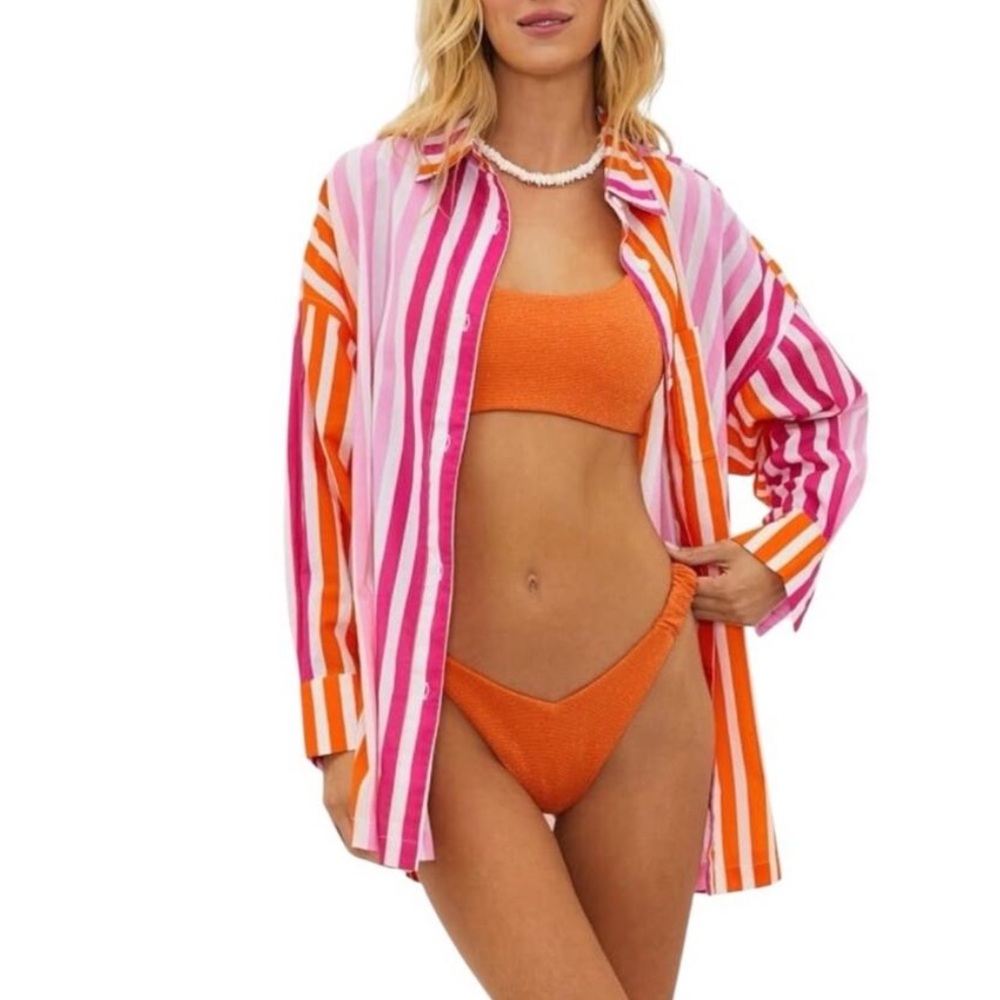 BEACH RIOT Alexa Bikini Set Medium Orange Textured Two Piece Swimsuit Revolve - Picture 3 of 14